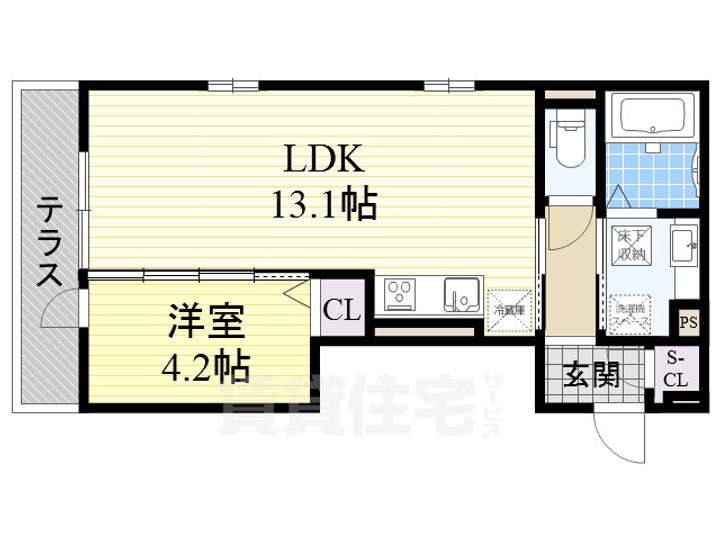 大阪府堺市堺区一条通の賃貸アパートの間取り