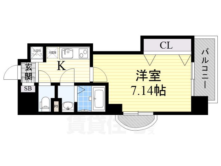 大阪府東大阪市足代新町の賃貸マンションの間取り