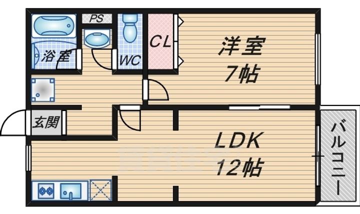 大阪府豊中市稲津町3丁目の賃貸アパートの間取り