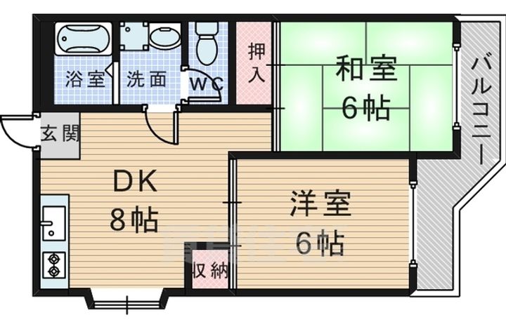 大阪府豊中市待兼山町の賃貸マンションの間取り