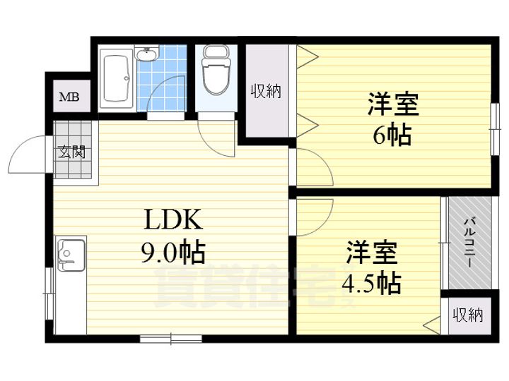 大阪府豊中市刀根山2丁目の賃貸アパートの間取り