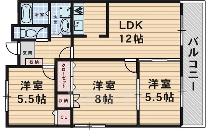 大阪府豊中市桜の町7丁目の賃貸マンションの間取り