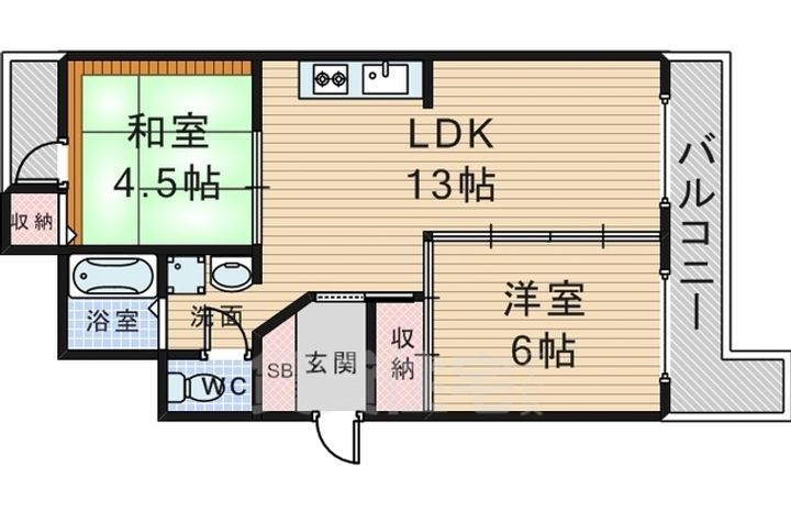大阪府豊中市熊野町4丁目の賃貸マンションの間取り