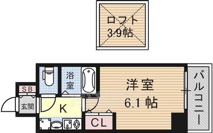 エステムコート神戸県庁前3フィエルテ605の間取り