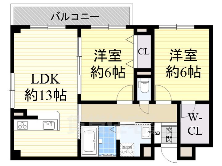 大阪府茨木市真砂玉島台の賃貸マンションの間取り