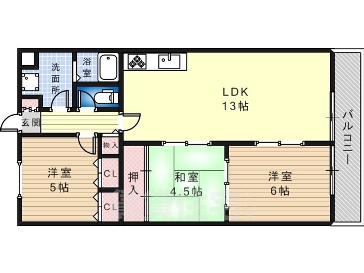 大阪府堺市中区深井清水町の賃貸マンションの間取り