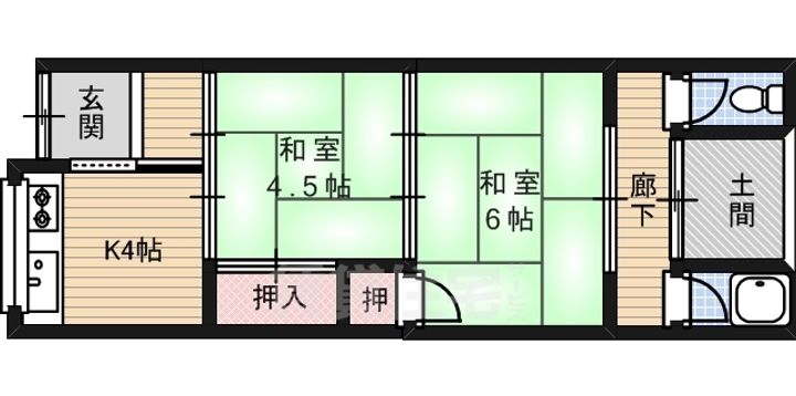 川西平屋の間取り