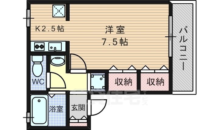 京都府京都市西京区樫原下池田町の賃貸アパートの間取り