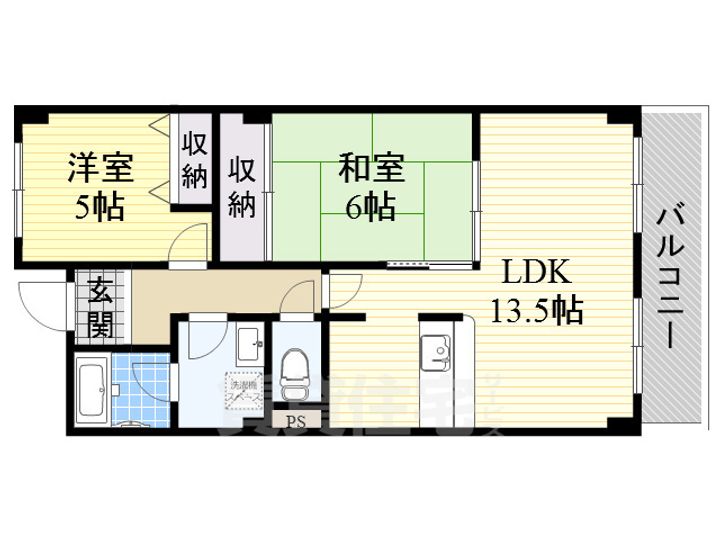大阪府藤井寺市林2丁目の賃貸マンションの間取り