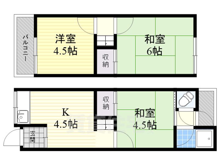 大阪府寝屋川市萱島桜園町(一戸建)の賃貸物件の間取り