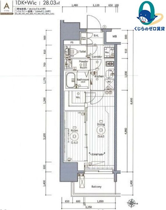 エステムコート名古屋新栄Ⅵ アートテラスの間取り