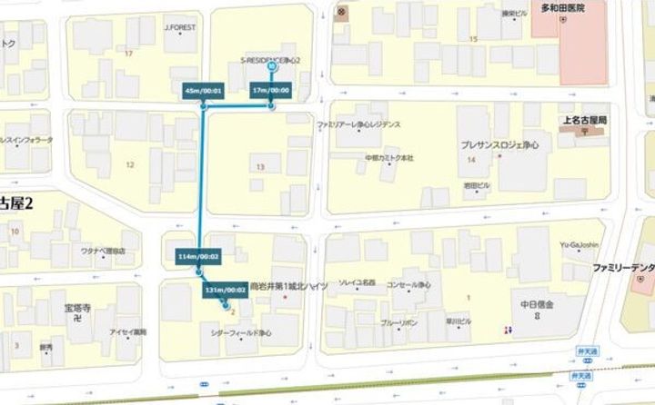愛知県名古屋市西区上名古屋2丁目(マンション)の賃貸物件の地図