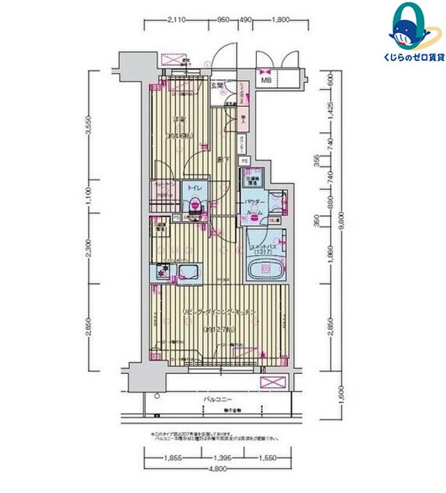 愛知県名古屋市中村区名駅南3丁目(マンション)の賃貸物件の間取り