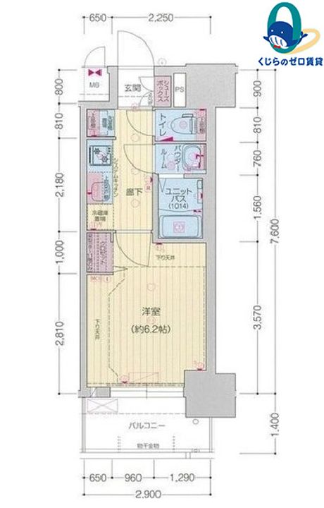 愛知県名古屋市中村区黄金通1丁目(マンション)の賃貸物件の間取り