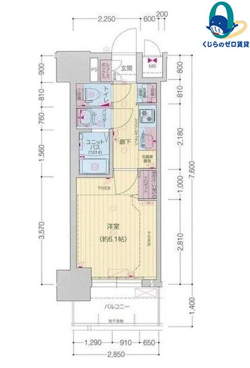 愛知県名古屋市中村区黄金通1丁目(マンション)の賃貸物件の間取り