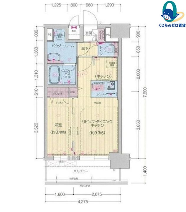 愛知県名古屋市中村区黄金通1丁目(マンション)の賃貸物件の間取り