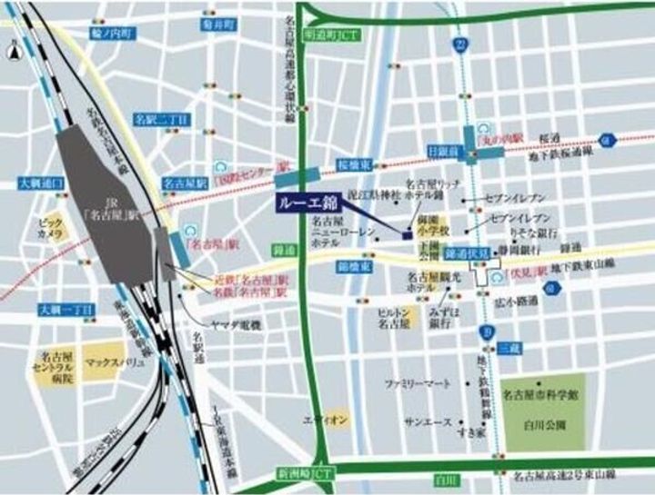 愛知県名古屋市中区錦1丁目(マンション)の賃貸物件の地図