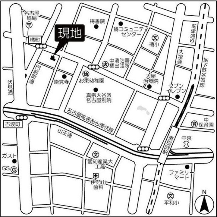 愛知県名古屋市中区橘2丁目(マンション)の賃貸物件の地図