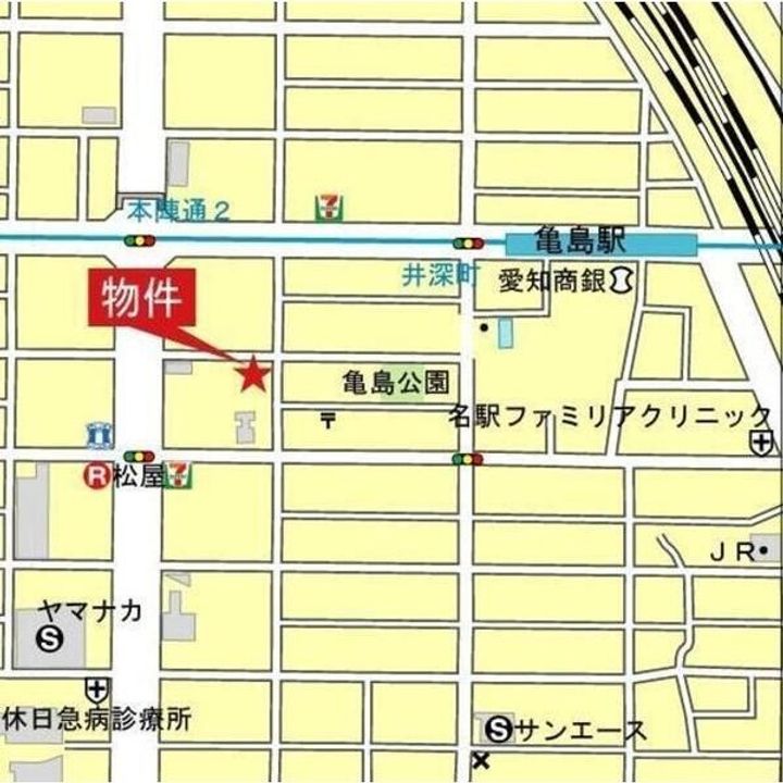 愛知県名古屋市中村区亀島1丁目(マンション)の賃貸物件の地図