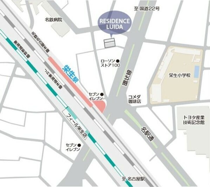 愛知県名古屋市西区栄生2丁目(マンション)の賃貸物件の地図