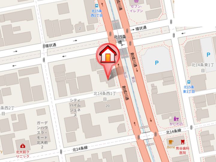 セブンスコートN14の地図