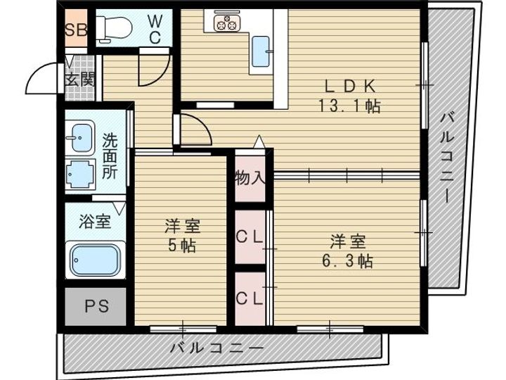 キャニスコート上新庄の間取り