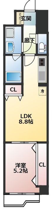 大阪府大阪市西区南堀江2丁目(マンション)の賃貸物件1204の間取り