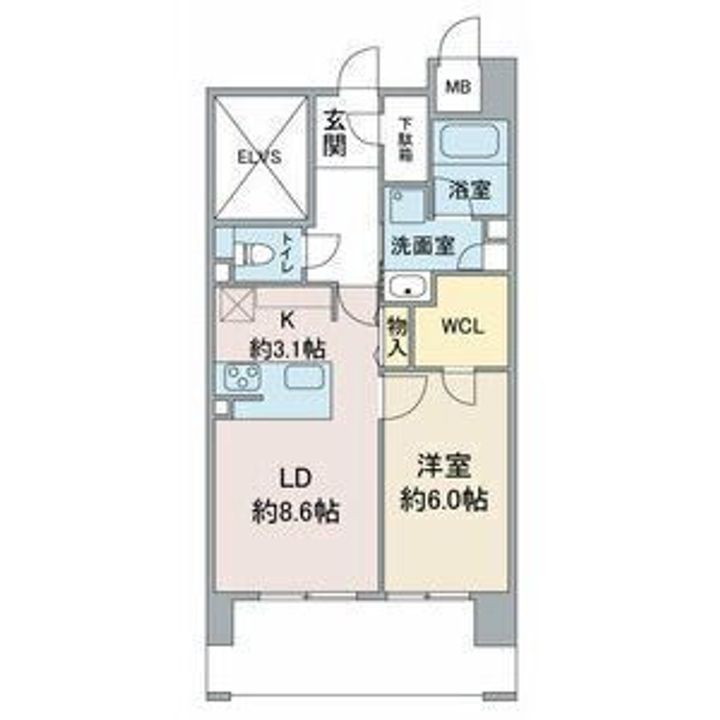 愛知県名古屋市瑞穂区八勝通2丁目(マンション)の賃貸物件の間取り
