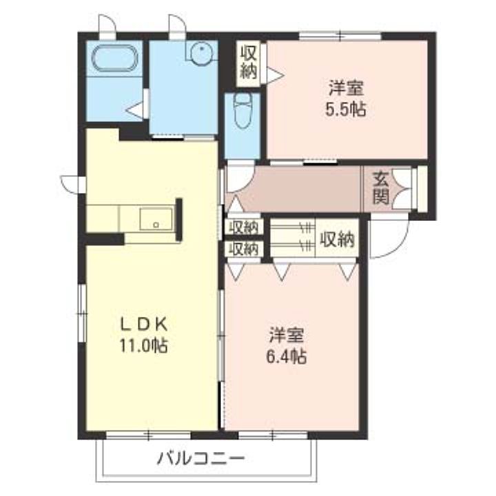 【シャーメゾン】ジュネス壱番館201の間取り