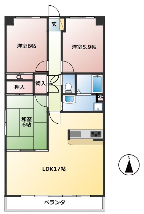 エムブレイスⅡ303の間取り