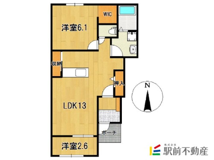 福岡県大牟田市三川町3丁目の賃貸アパートの間取り