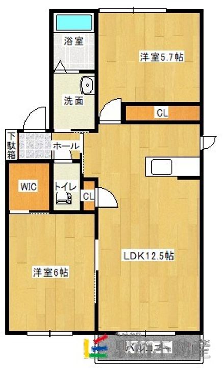 ソレイユ小浜A棟201の間取り