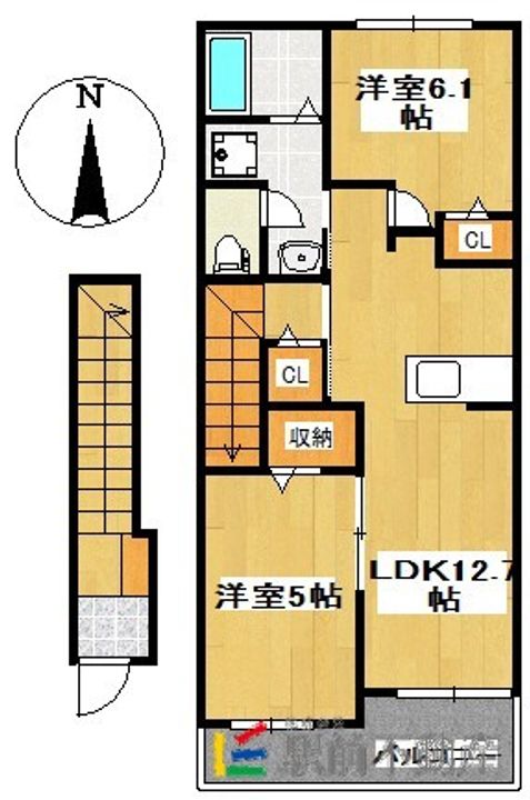 福岡県大牟田市橘の賃貸アパートの間取り