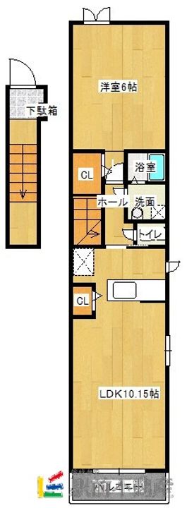 福岡県大牟田市三川町3丁目の賃貸アパートの間取り