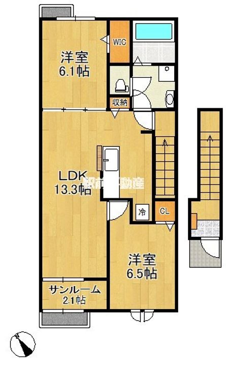 福岡県大牟田市城町2丁目の賃貸アパートの間取り