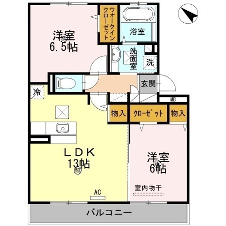 ベルヴィル カメリアB棟.102の間取り