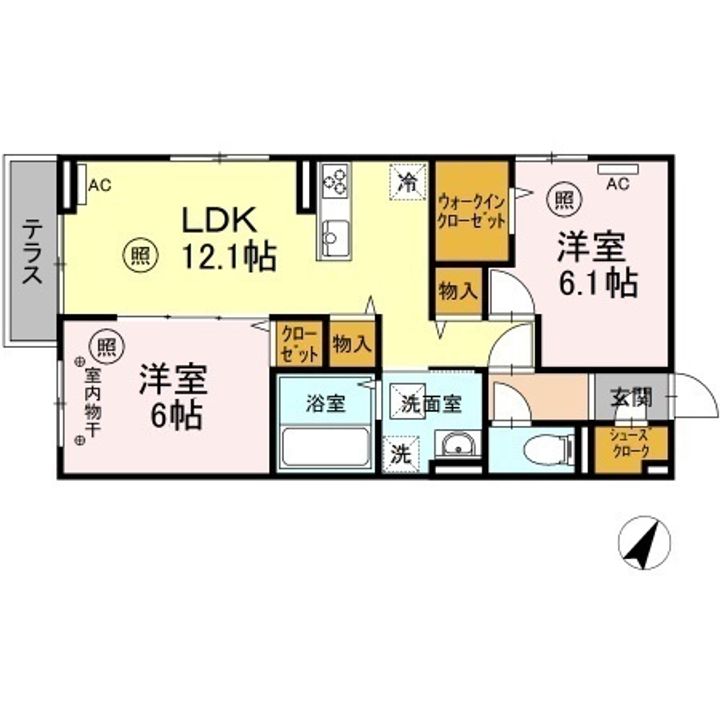 ヒルズライフB棟B305の間取り