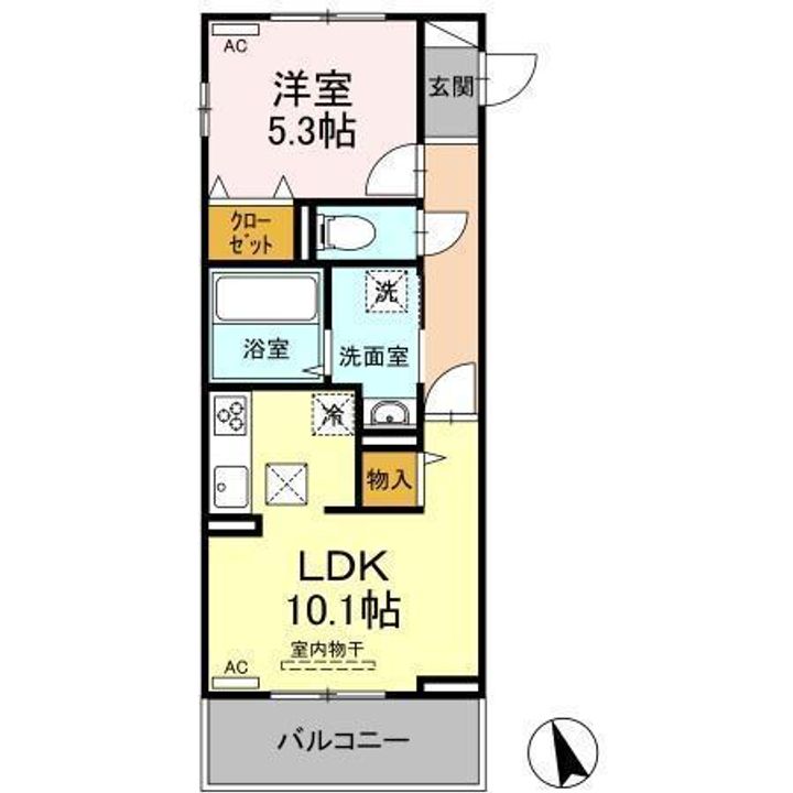 ブランネージュ東小串108の間取り