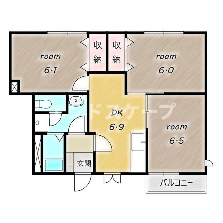 アンソレイエ Bの間取り