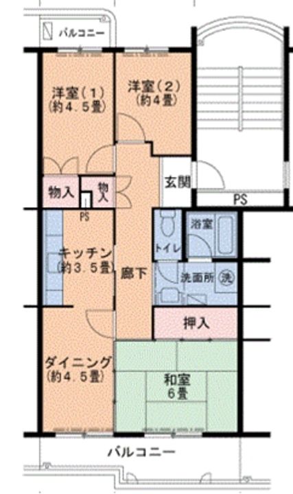 兵庫県神戸市須磨区南落合2丁目(マンション)の賃貸物件の間取り