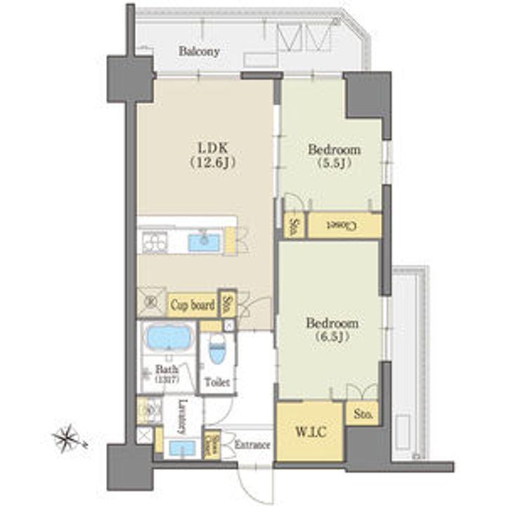 グランドゥール瑞穂通1101の間取り