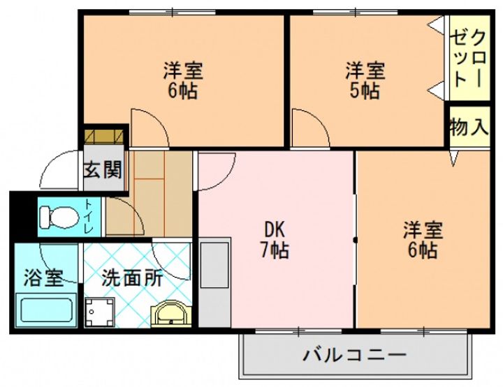 パセオみささぎA棟の間取り