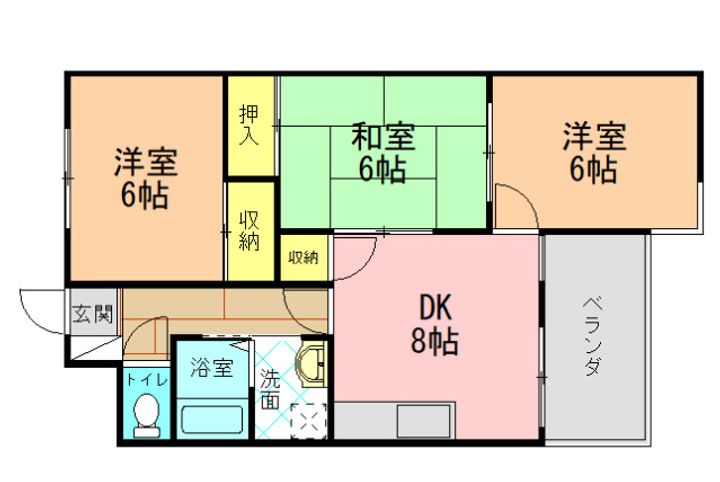 サンローゼ竜田川303の間取り