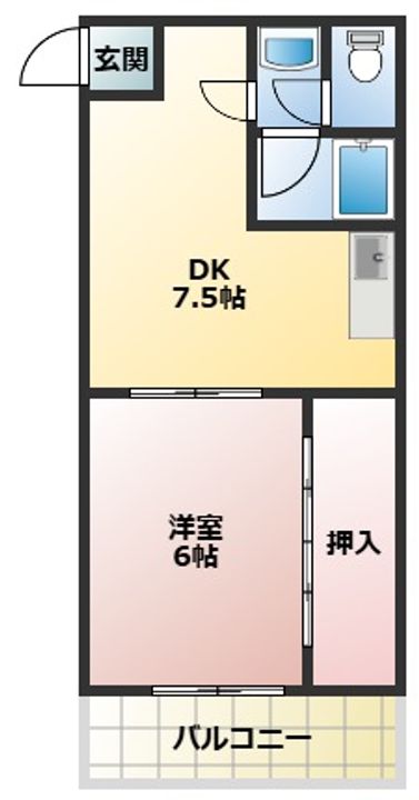 大阪府寝屋川市池田東町(マンション)の賃貸物件301の間取り