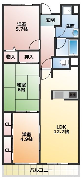 ヴェルテ忍ケ丘Ⅱ番館の間取り