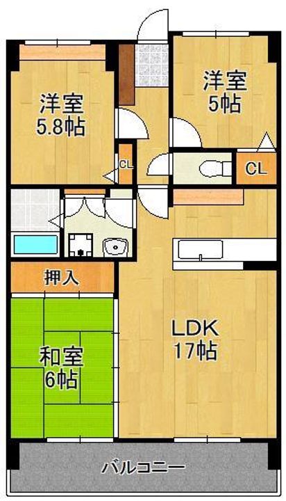 アメニティ徳力Ⅱ 502号室の間取り