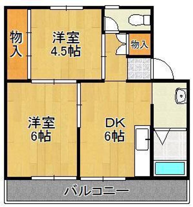 ヴィラナリー中間Ⅰ 2号棟の間取り