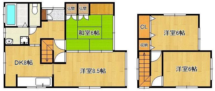 福岡県中間市東中間3丁目(一戸建)の賃貸物件の間取り