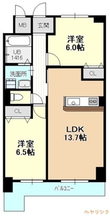 ヒルザコート502の間取り