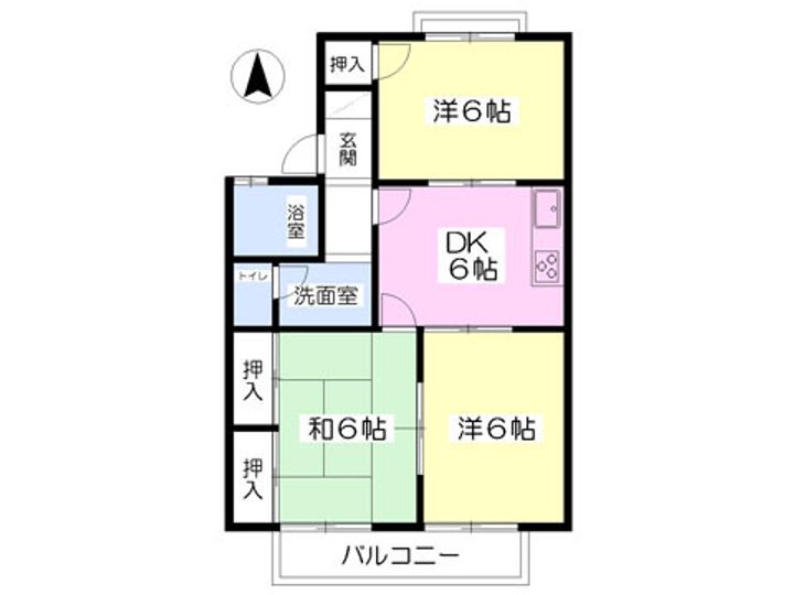 セジュール岩田B棟202の間取り